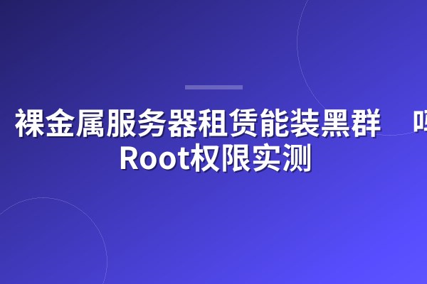 裸金属服务器租赁能装黑群晖吗?Root权限实测