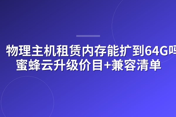 物理主机租赁内存能扩到64G吗？蜜蜂云升级价目+兼容清单