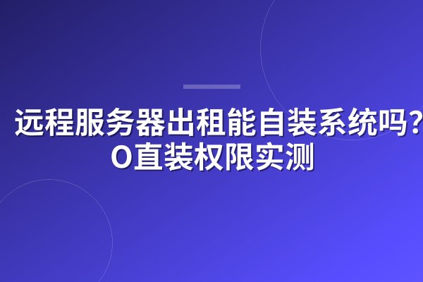 远程服务器出租能自装系统吗?ISO直装权限实测